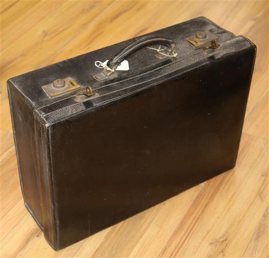 A black leather vanity case width 51cm depth 35cm